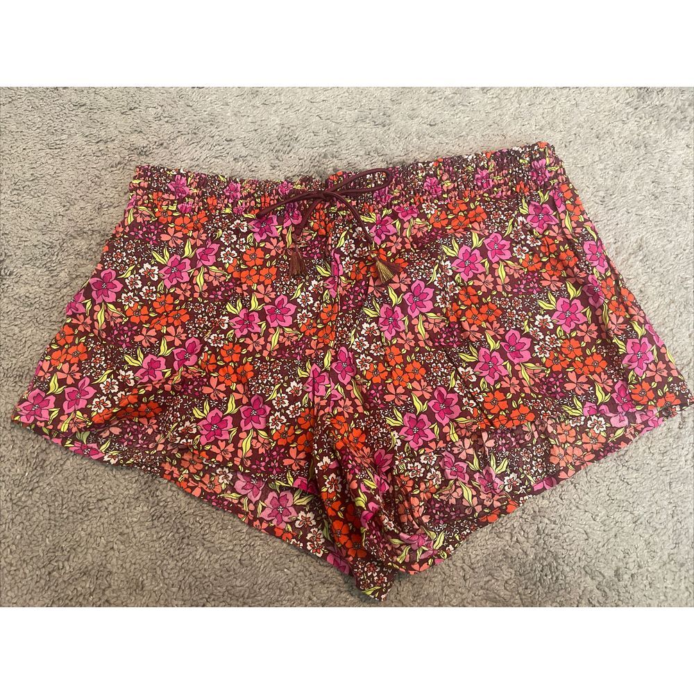 Victoria's Secret Sleep Shorts Lounge -‎ Burgundy / Floral Sz S NWT